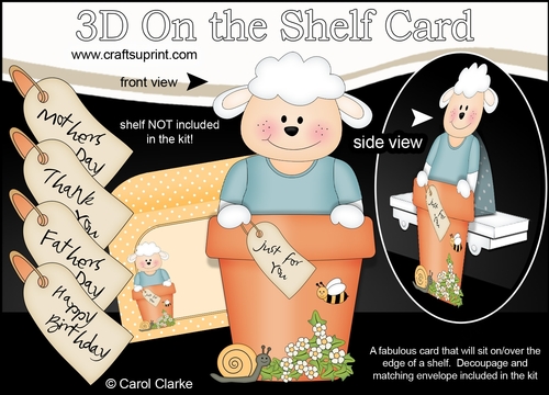 3D On the Shelf Card Kit - Flower Pot Friends Little Lamb Laurie