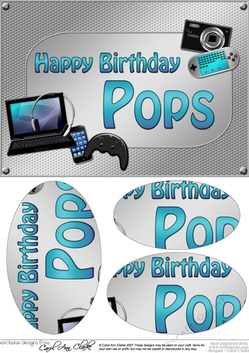 A5 Birthday POPS Gadgets n Gizmos Oval Pyramage Topper