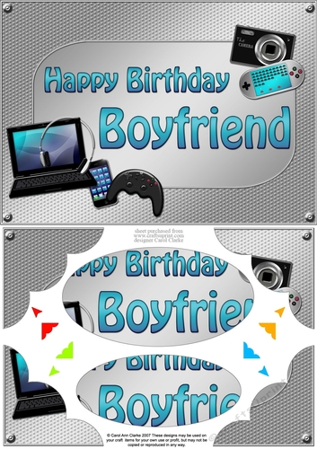 A5 Happy Birthday BOYFRIEND Gadgets n Gizmos Scallop Corners & Pyramage