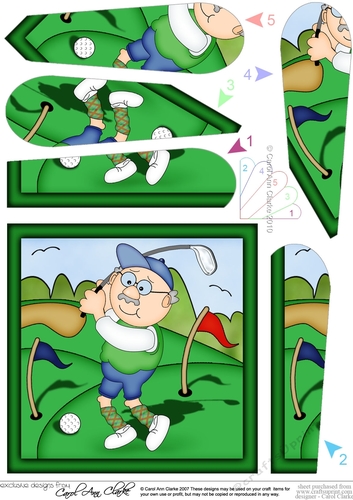 Old Man Bert plays Golf Fan Pyramage Topper