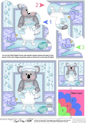 Cute Little Koala Bear Kookie Bathtub Buddies Shell Edged Corner Side Stacker