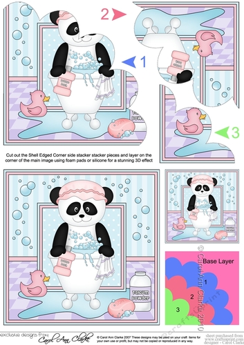 Cute Little Panda Bear Su Ling Bathtub Buddies Shell Edged Corner Side Stacker