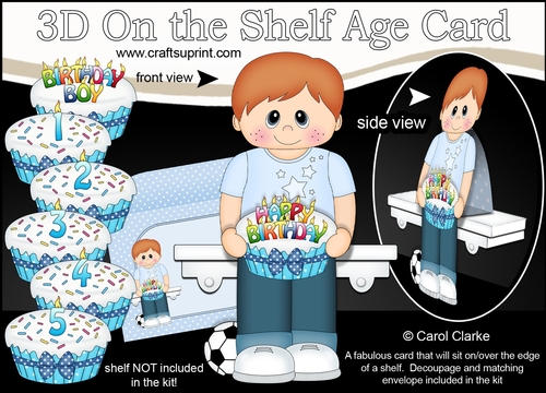 3D On the Shelf Card Kit - Little Toddler Lyman is the Birthday Boy with ages 1 - 5 age Birthday Cake Decoupage