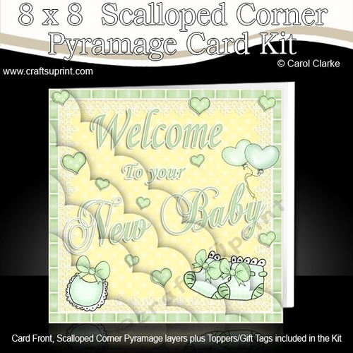 8 x 8 Welcome to your New Baby Scalloped Corner Kit