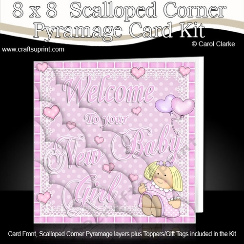 8 x 8 Welcome to your New Baby Girl Scalloped Corner Kit