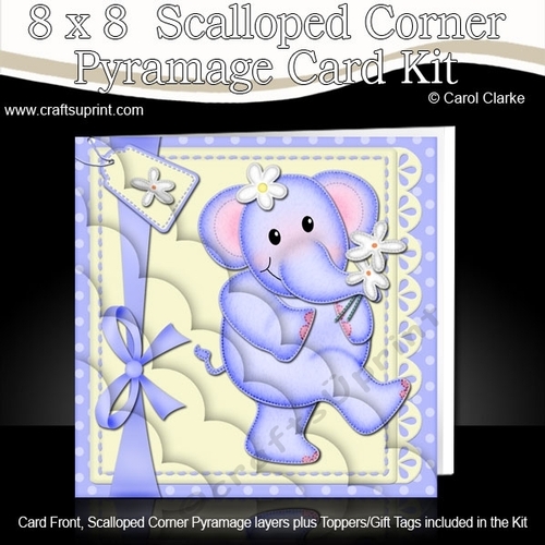 8 x 8 Lola Elephants Flowers Scalloped Corner Kit