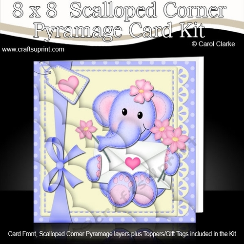 8 x 8 Lola Elephants Flowers & Letter Scalloped Corner Kit
