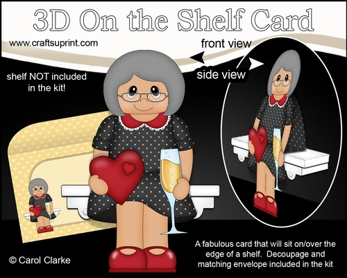 3D On the Shelf Card Kit - Ethnic Hearts Love & Romance Old Lady Jayamala