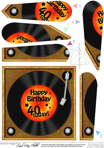40th Birthday Record Fan Pyramage Topper