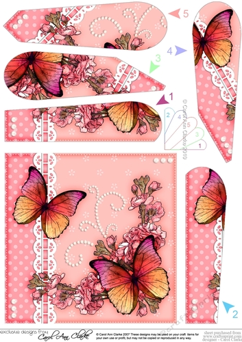 A Touch of Elegance Butterflies, Flowers Pearls and Lace Fan Pyramage Topper