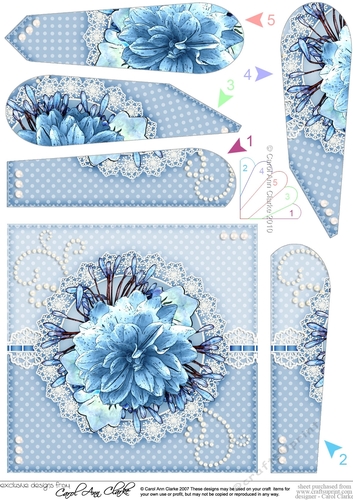 A Touch of Elegance Flowers Pearls and Lace Fan Pyramage Topper