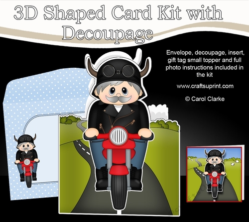 3D Shaped Card  Kit - Old Man Ardie Rides his Motorbike