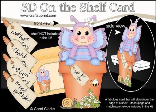 3D On the Shelf Card Kit - Flower Pot Friends Little Butterfly Binky