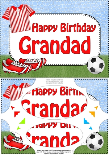 A5 Birthday GRANDAD Football Scallop Corners and Pyramage