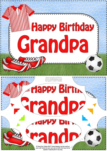 A5 Birthday GRANDPA Football Scallop Corners and Pyramage