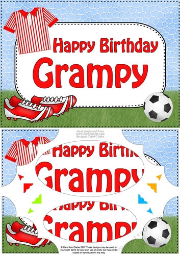A5 Birthday GRAMPY Football Scallop Corners and Pyramage
