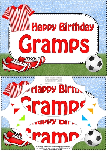 A5 Birthday GRAMPS Football Scallop Corners and Pyramage