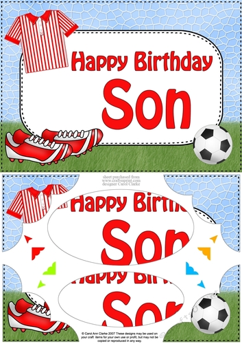 A5 Birthday SON Football Scallop Corners and Pyramage