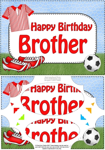 A5 Birthday BROTHER Football Scallop Corners and Pyramage