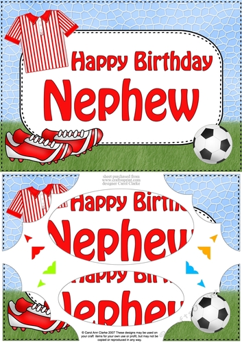 A5 Birthday NEPHEW Football Scallop Corners and Pyramage