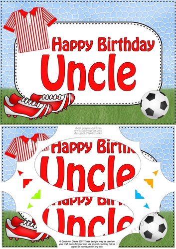 A5 Birthday UNCLE Football Scallop Corners and Pyramage
