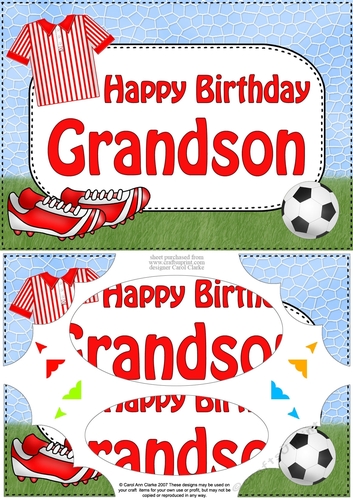 A5 Birthday GRANDSON Football Scallop Corners and Pyramage