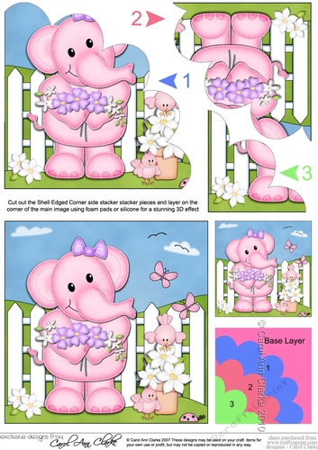 Lola Elephant has a bunch of Pretty Flowers Shell Edged Corner Side Stacker