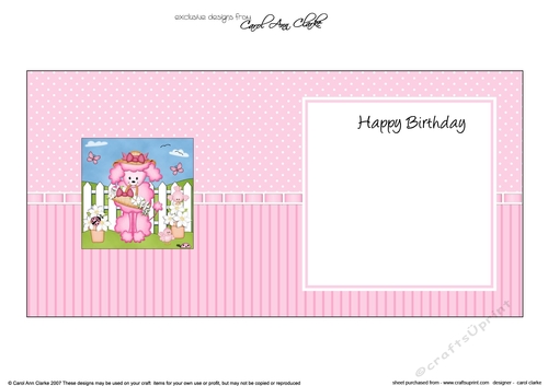 Bon Bon Poodle Dog has a basket of Pretty Flowers square landscape insert
