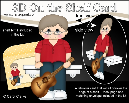 3D On the Shelf Card Kit - Older Man Phillip plays the Guitar