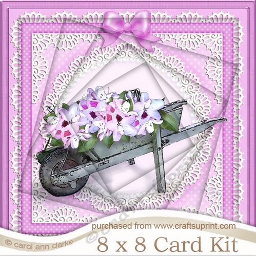8 x 8 Flower Filled Wheelbarrow Twisted Tunnel Card Kit