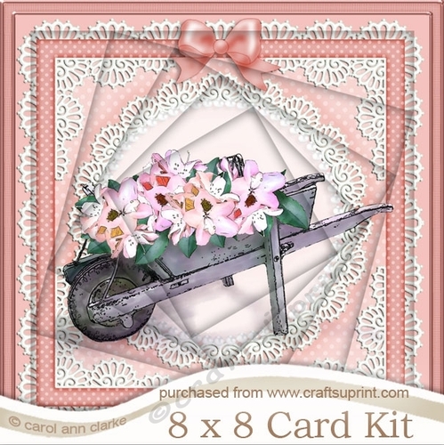 8 x 8 Flower Filled Wheelbarrow Twisted Tunnel Card Kit