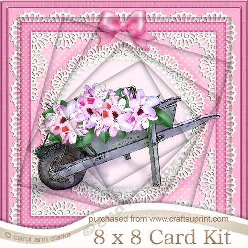 8 x 8 Flower Filled Wheelbarrow Twisted Tunnel Card Kit
