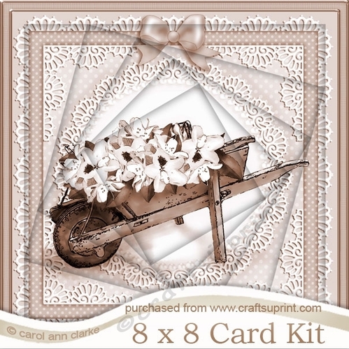 8 x 8 Flower Filled Wheelbarrow Twisted Tunnel Card Kit
