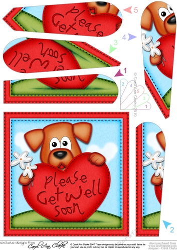 Rusty Dog Get Well Heart Fan Pyramage Topper