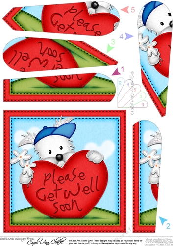 Jock Westie Dog Get Well Heart Fan Pyramage Topper