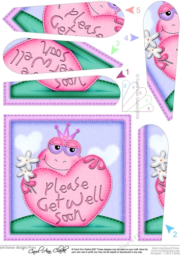Freya Frog Get Well Heart Fan Pyramage Topper