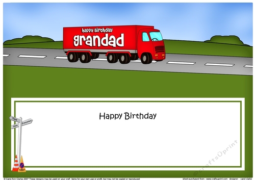Large DL Happy Birthday GRANDAD HGV Lorry insert