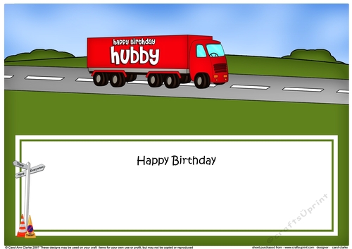 Large DL Happy Birthday HUBBY HGV Lorry insert