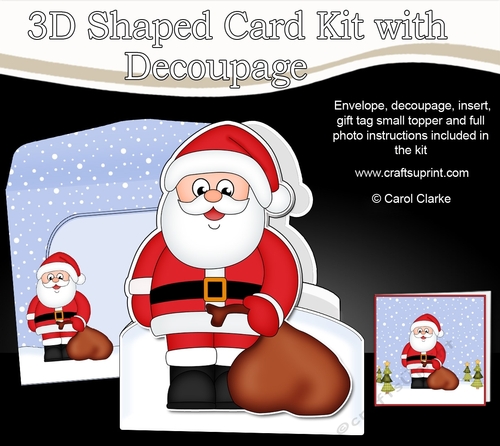 3D Shaped Christmas Card Kit  - Santa has a sack full of presents