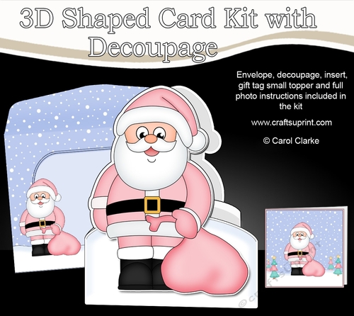 3D Shaped Christmas Card Kit  - Santa has a sack full of presents