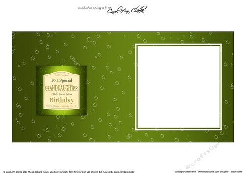 Happy Birthday GRANDDAUGHTER Champers Label square landscape insert