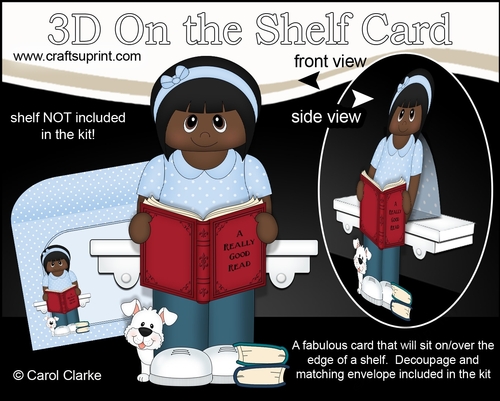 3D On the Shelf Card Kit - Little Ethnic Teen Laila is Reading a Good Book