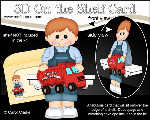 3D On the Shelf Card Kit - Little Toddler Derlin has a Big Tipper Truck