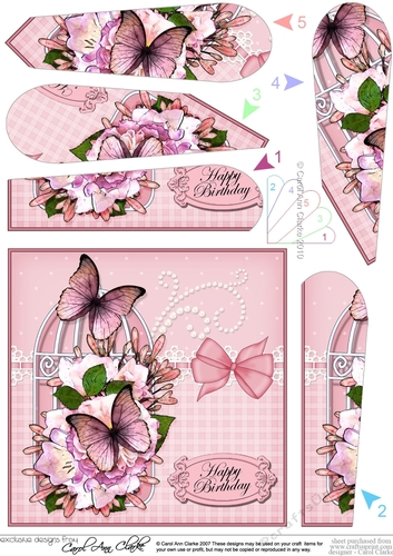 Birthday Butterflies, Flowers & Pearls Birdcage Fan Pyramage Topper