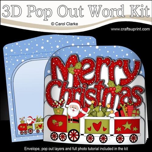 3D Pop Out Christmas Word Card Kit - MERRY CHRISTMAS  Santa Train