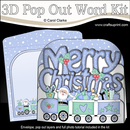 3D Pop Out Christmas Word Card Kit - MERRY CHRISTMAS  Santa Train