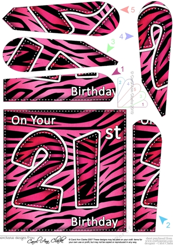 Fun Zebra Striped 21st Birthday Fan Pyramage Topper