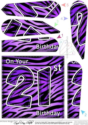 Fun Zebra Striped 21st Birthday Fan Pyramage Topper