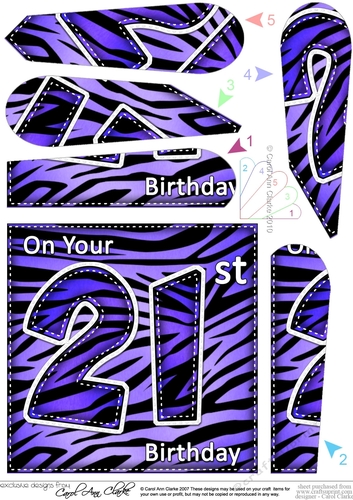 Fun Zebra Striped 21st Birthday Fan Pyramage Topper