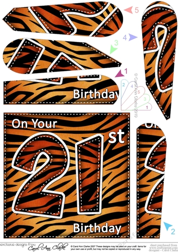Fun Zebra Striped 21st Birthday Fan Pyramage Topper